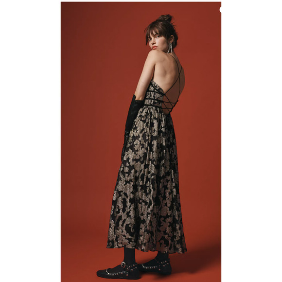 Free People Black and Cream Maxi Dress - Picture 1 of 6